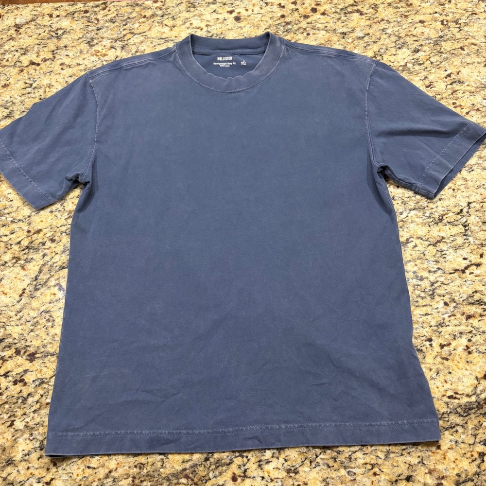 Hollister Mens Heavyweight Boxy Fit T-Shirt Navy Blue 100% Cotton Size M ws